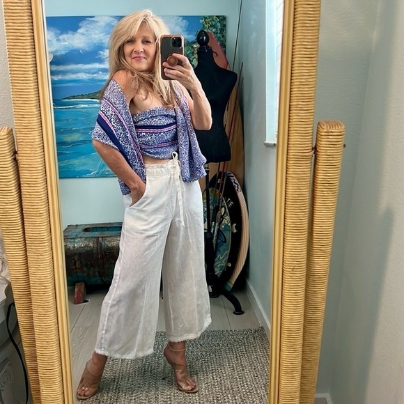 Anthro’s Cloth & Stone,Timeless, Classic Cream Palazzo Pants, Size Small - Picture 3 of 13